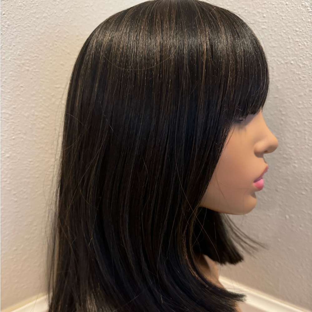 Yaki straight hair wig with bangs